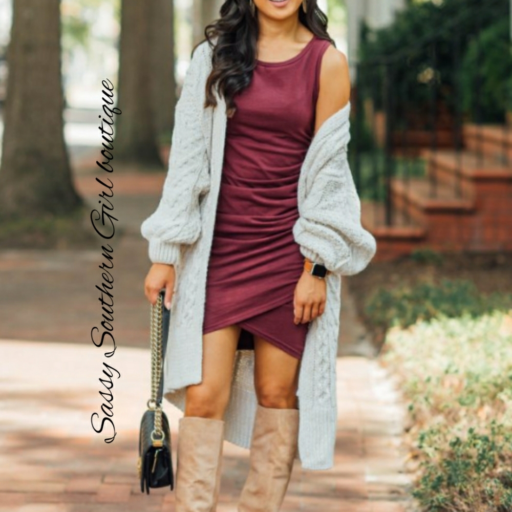 🆕⭐ Burgundy brushed fleece sleeveless dress